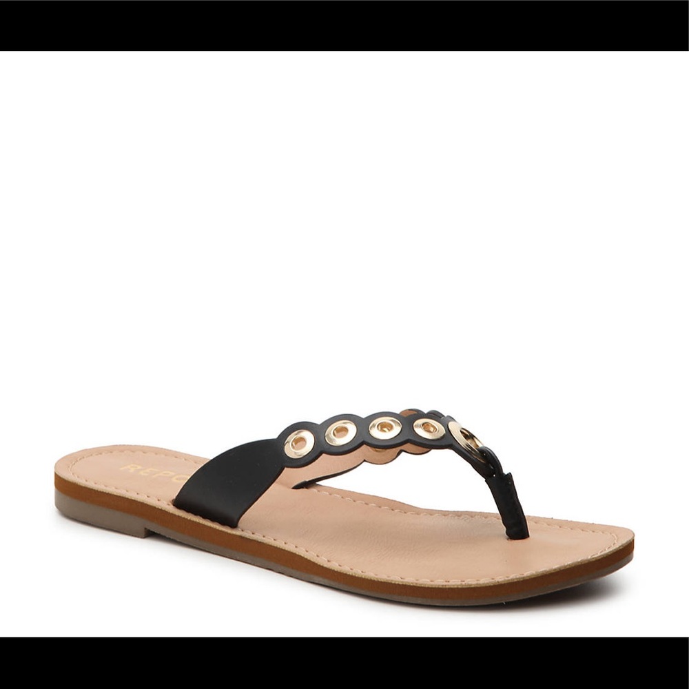 NIB Sz8 Report Footwear Slone Black Flip Flops